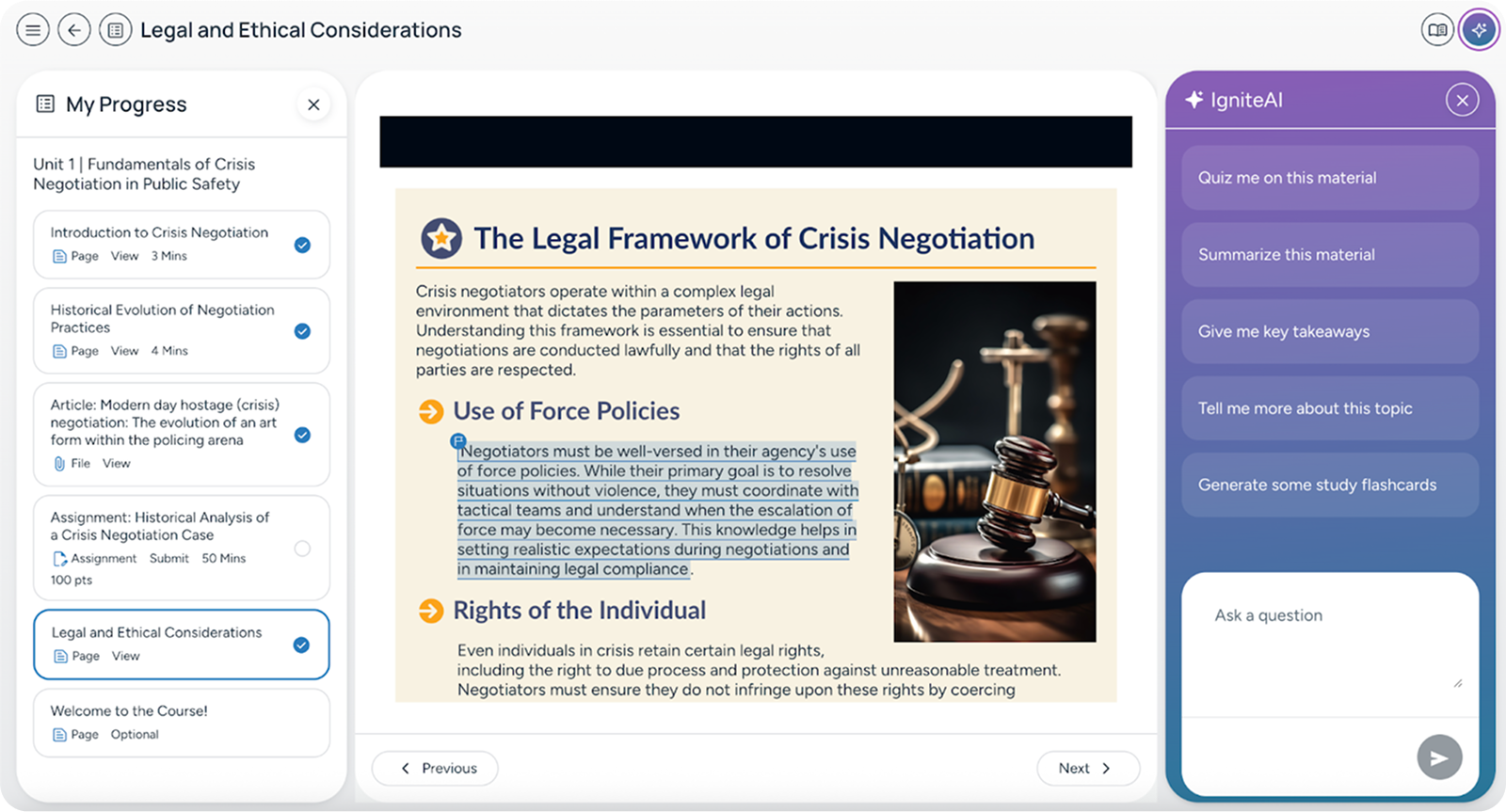 AI-powered legal content analysis with disclosure controls and human override options